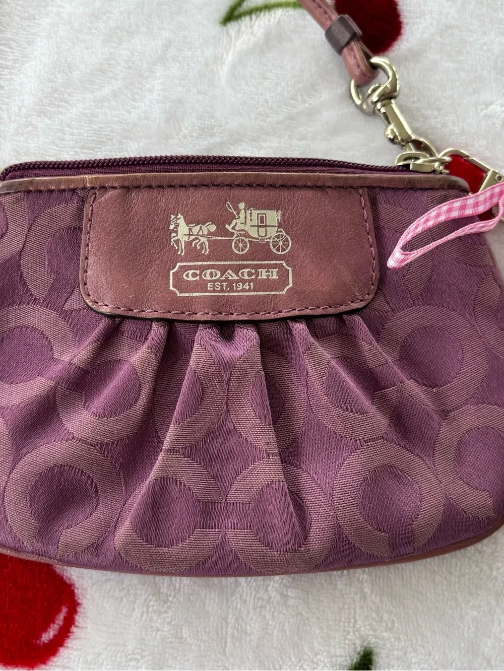 Coach Madison OP Art C Purple Wristlet - Picture 3 of 7
